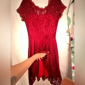 Owin Dresses Owin Womens Red Wine Lace Aline Cocktail Dress Size Small Poshmark